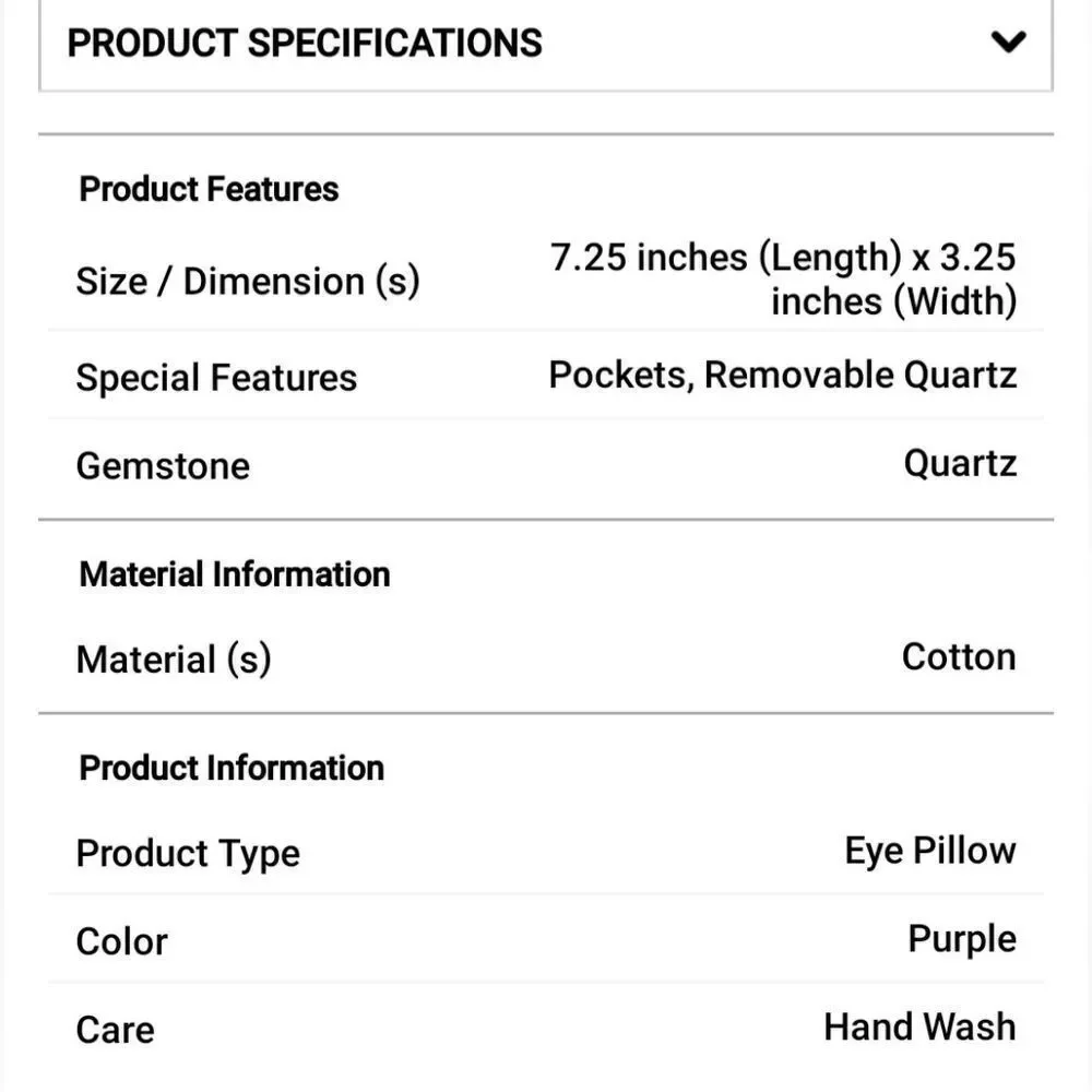 Cotton Eye Pillow, Eye Mask Amethyst